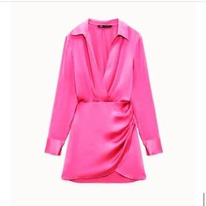 Zara Satin effect wrap dress